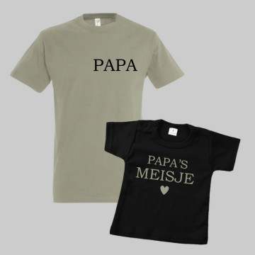 Vaderdag setje shirts voor vader en kind papas meisje 0 0