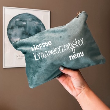 Velvet toilettasje liefste kraamverzorgster met naam