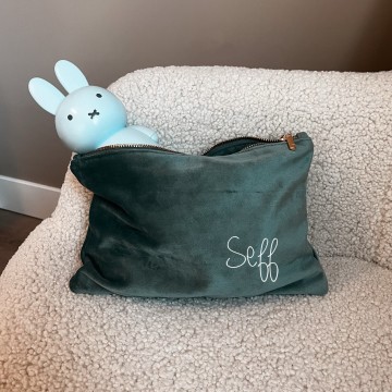 Velvet toilettasje met eigennaam