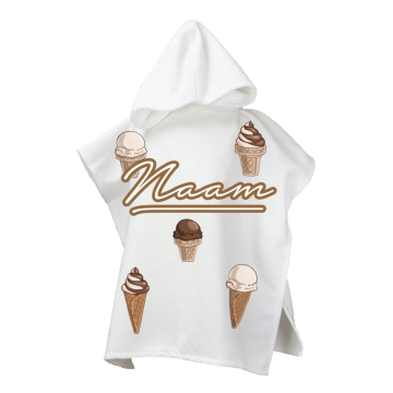 Zomer cape strand poncho voor kinderen bruine ijsjes met eigennaam 0