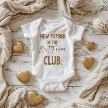 Zwangerschapsbekendmaking romper beste vrienden new member of the best friend club