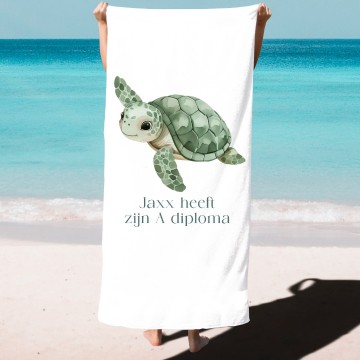 Zwemdiploma cadeau badlaken schildpad naam heeft zijn ab of c