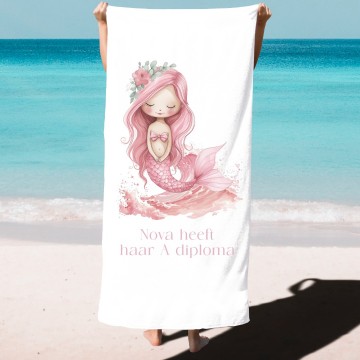 Zwemdiploma cadeau badlaken zeemeermin naam heeft haar ab of c