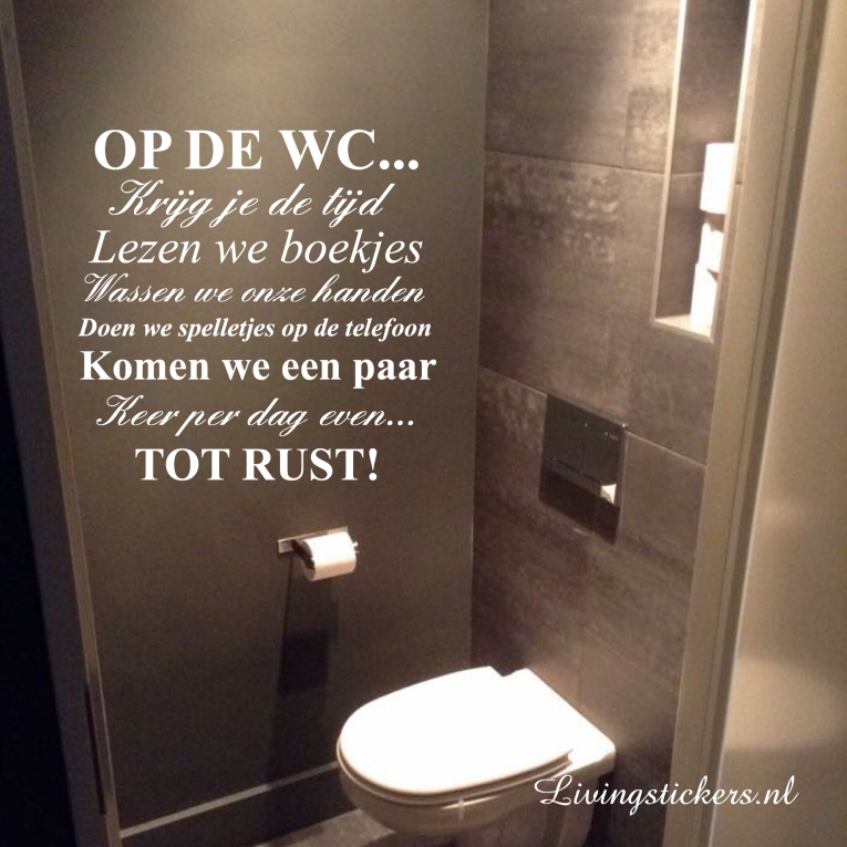 Doen variabel Nauwkeurig Muursticker Op de wc - Muurstickers Toilet/Badkamer - Stickers,  tekstborden, kinderkleding en babyartikelen op Livingstickers.nl